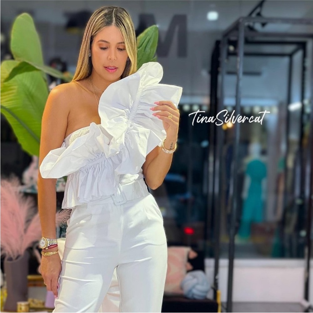 Zara Poplin top with ruffles